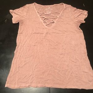Blush pink cross cross XSmall tee shirt!